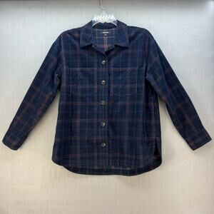 Madewell Button Up Shirt Women's Size M Blue Plaid Corduroy Kentwood Preppy